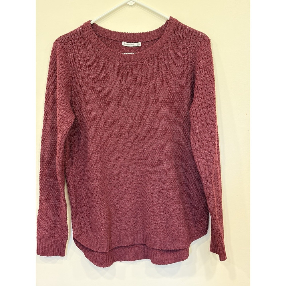 Berry Burgundy Women Sweater Cozy Layering Essential Fall Winter Timeless Sz M